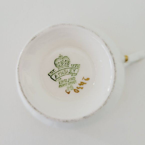Aynsley Floral & Gold Ivy Teacup, Pink & White Floral Vintage England Bone China - Picture 8 of 10